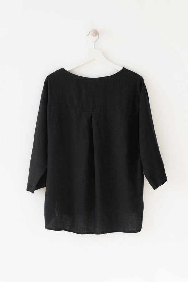 Linen Tales Black Linen Bilberry Top
