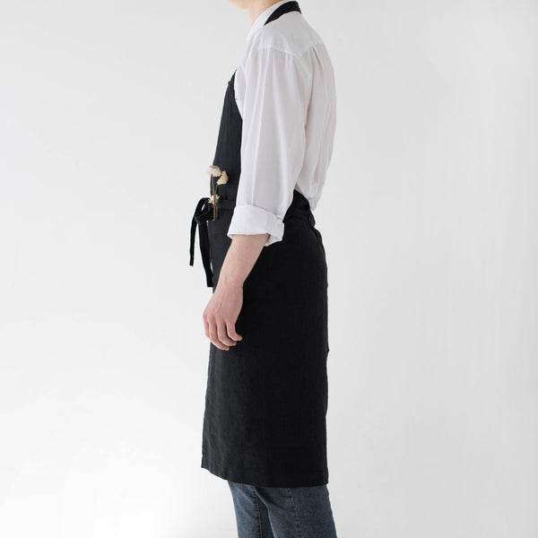 Linen Tales Black Linen Chef Apron