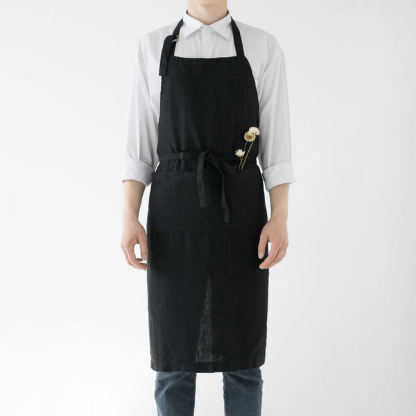 linen tales Black Linen Chef Apron