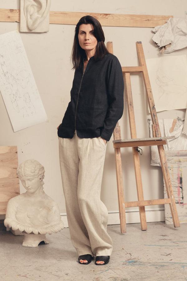 Linen Tales Black Linen Cherry Tree Jacket