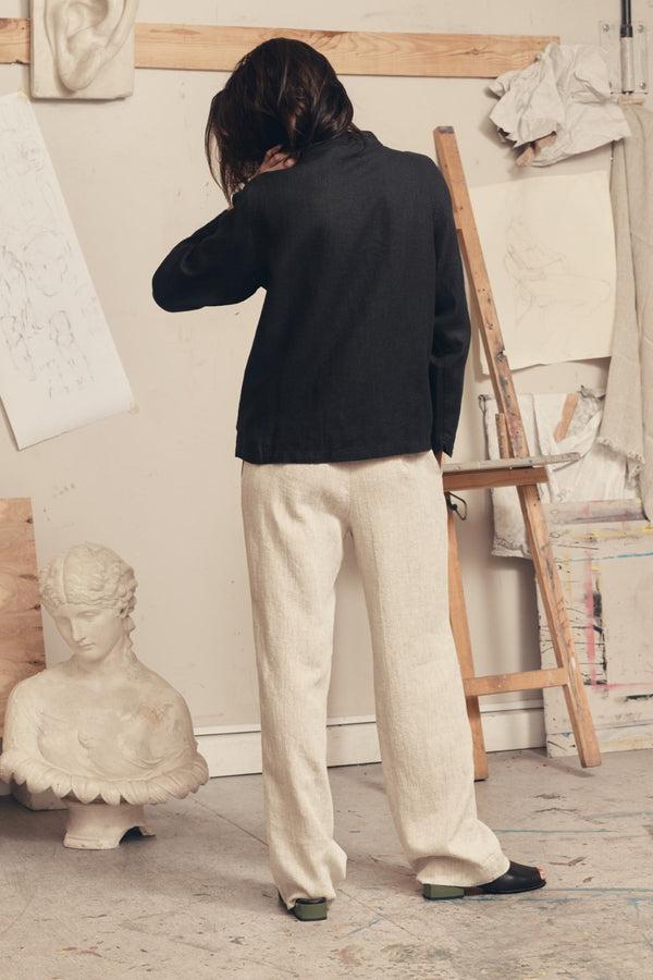 Linen Tales Black Linen Cherry Tree Jacket