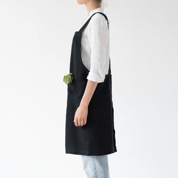 Linen Tales Black Linen Crossback Apron