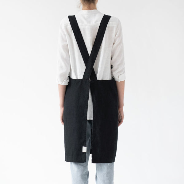 Linen Tales Black Linen Crossback Apron