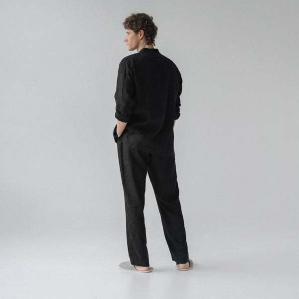 Linen Tales Black Linen Currant Loungewear Set