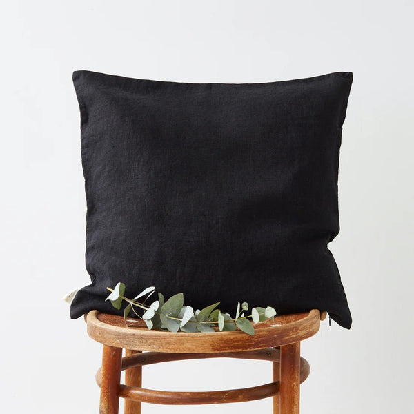 linen tales Black Linen Cushion Cover