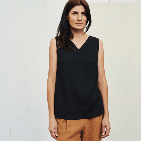 linen tales Black Linen Daffodil Top