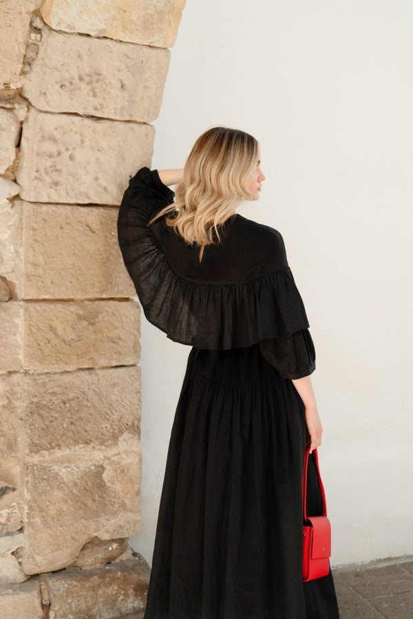 Linen Tales Black Linen Fantasia Dress