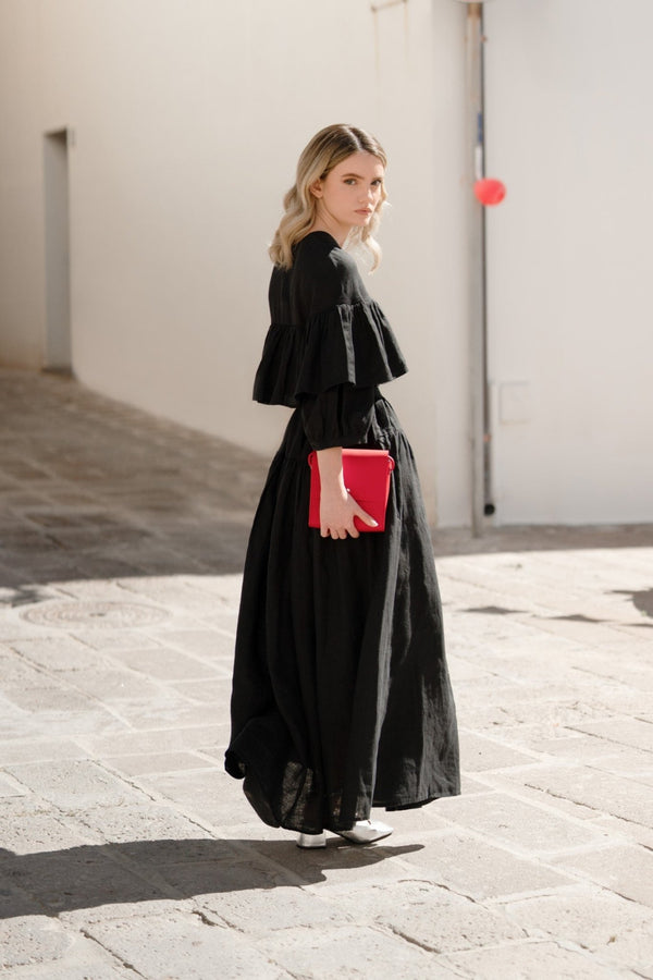 Linen Tales Black Linen Fantasia Dress