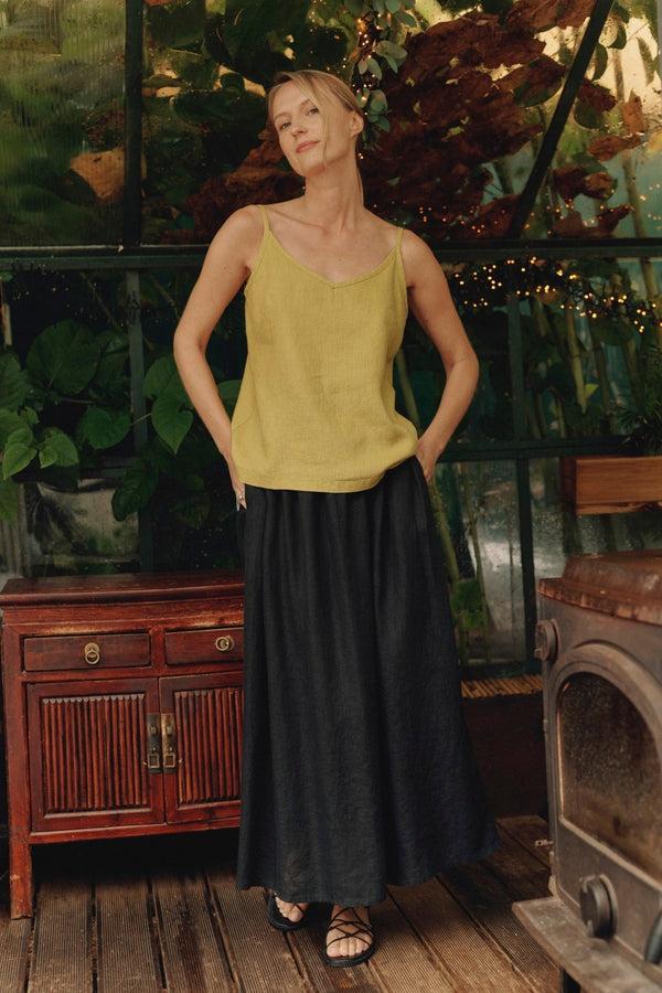 Linen Tales Black Linen Flamenco Skirt