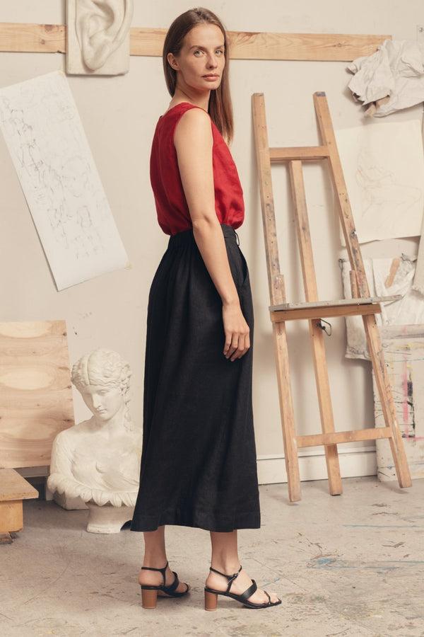 Linen Tales Black Linen Gardenia Skirt