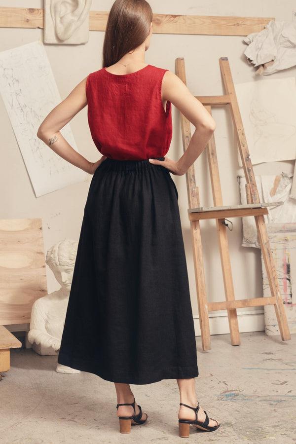 Linen Tales Black Linen Gardenia Skirt