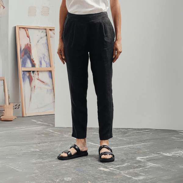 linen tales Black Linen Gladiolus Trousers