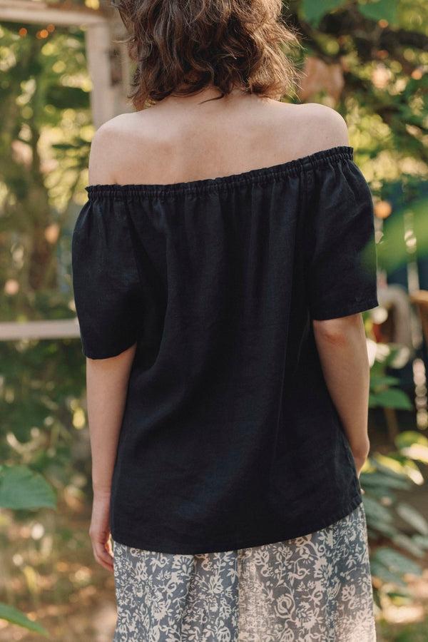 Linen Tales Black Linen Jazz Top