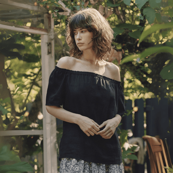 linen tales Black Linen Jazz Top