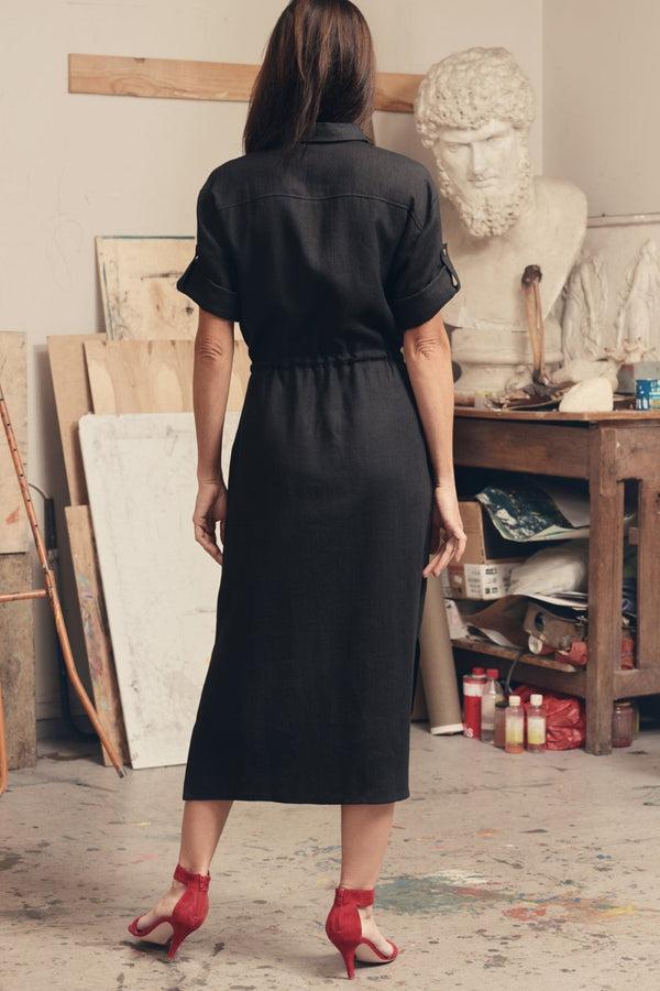 Linen Tales Black Linen Linden Dress