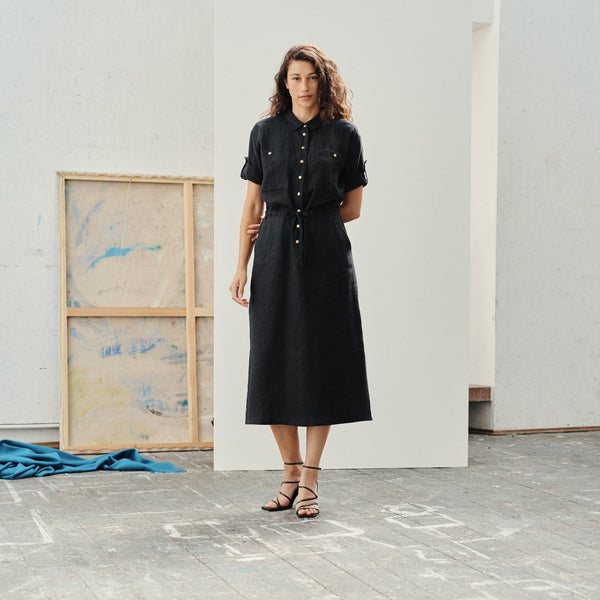 Linen Tales Black Linen Linden Dress