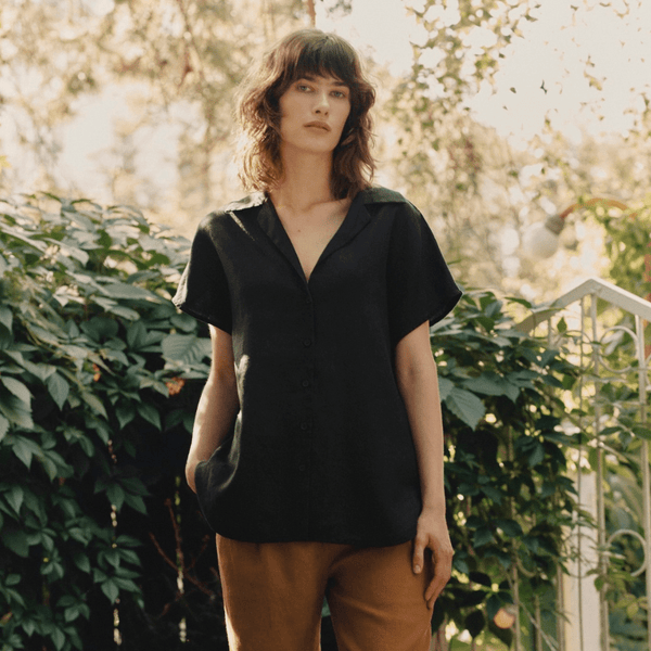 linen tales Black Linen Melody Shirt