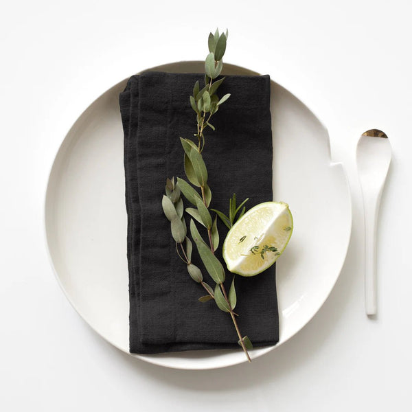 Linen Tales Black Linen Napkins Set Of 2