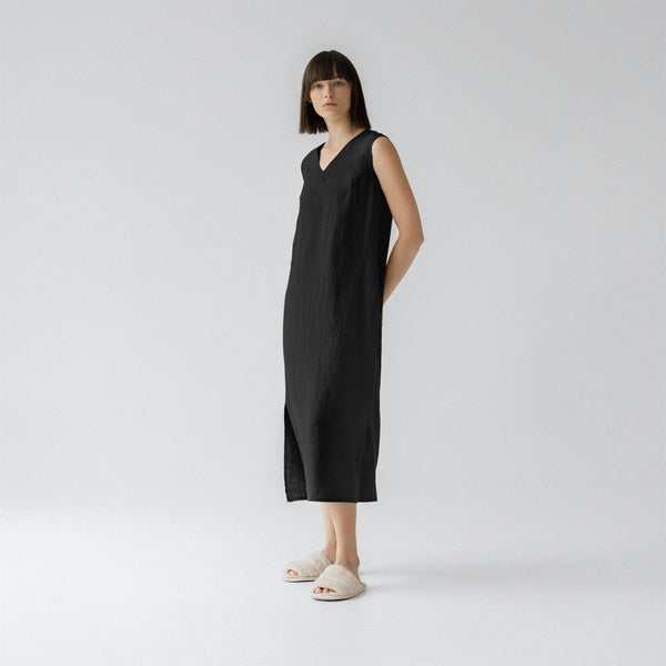 Linen Tales Black Linen Nasturtium Nightdress
