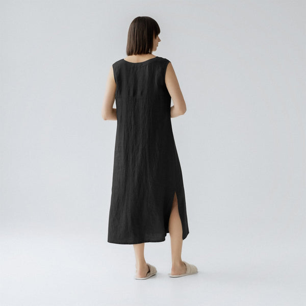 Linen Tales Black Linen Nasturtium Nightdress