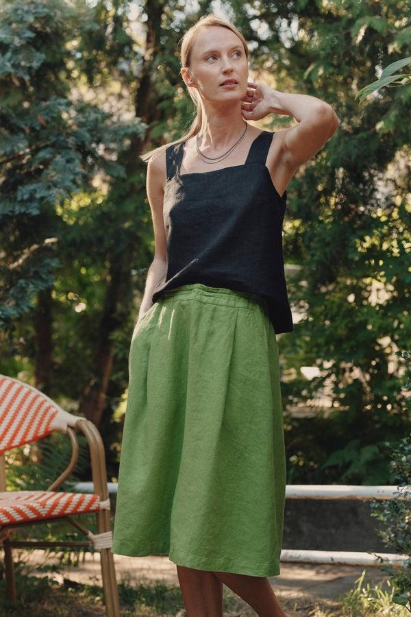 Linen Tales Black Linen Polka Top