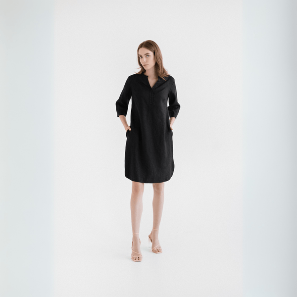 linen tales Black Linen Prelude Dress
