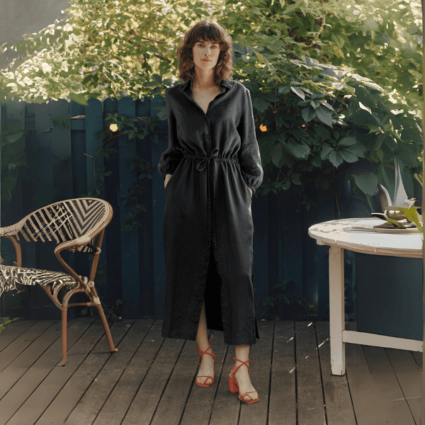linen tales Black Linen Rhapsody Dress
