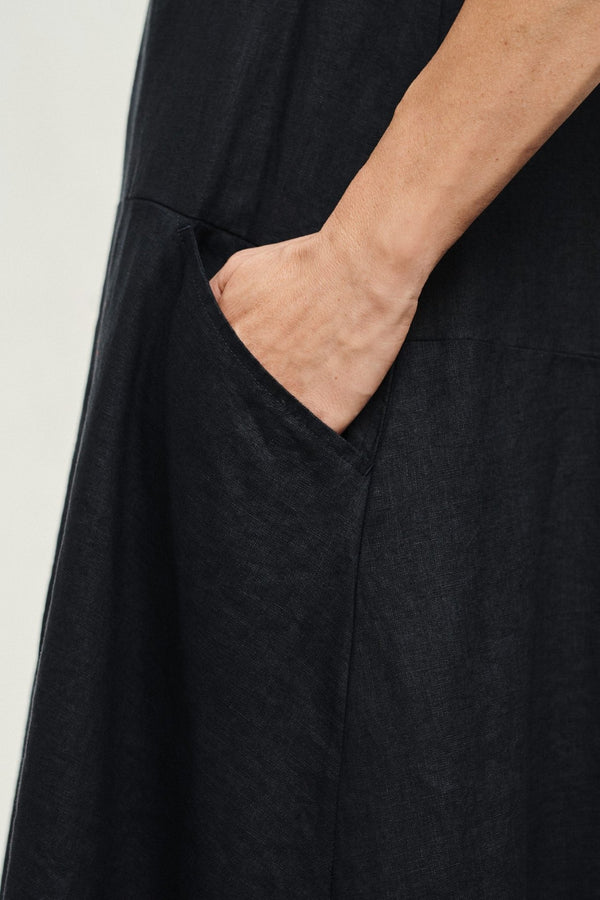 Linen Tales Black Linen Speedwell Dress