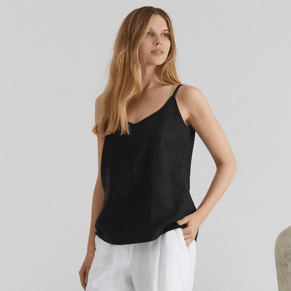 linen tales Black Linen Star Top