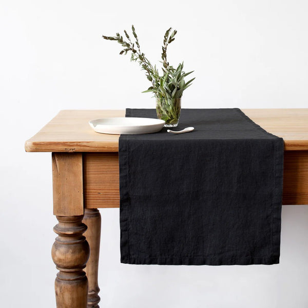 linen tales Black Linen Table Runner