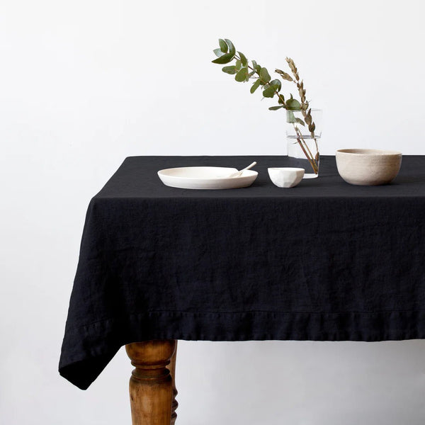 linen tales Black Linen Tablecloth
