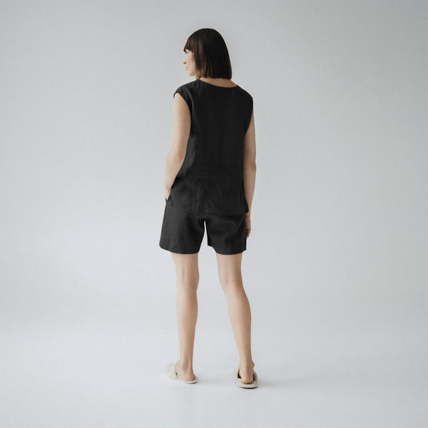 Linen Tales Black Linen Verbena Pyjama Set