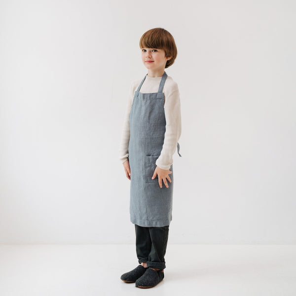 Linen Tales Blue Fog Kids Linen Daily Apron