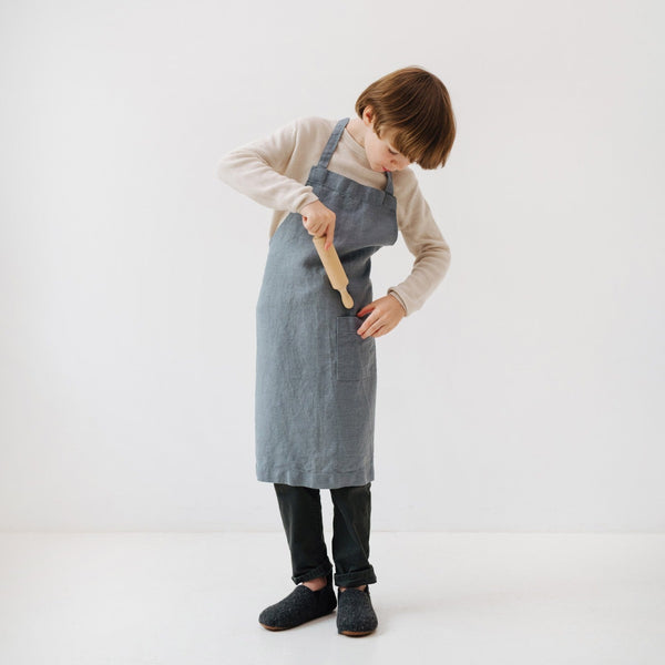 Linen Tales Blue Fog Kids Linen Daily Apron