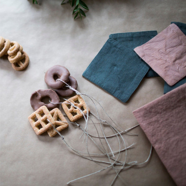 Linen Tales Blue Fog Linen Coasters Set Of 4