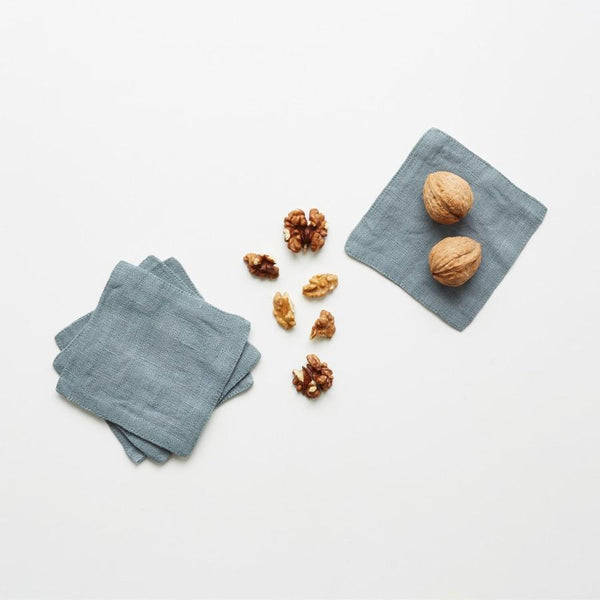 Linen Tales Blue Fog Linen Coasters Set Of 4