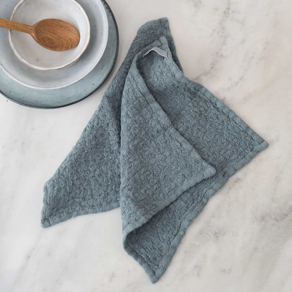 Linen Tales Blue Fog Linen Dishcloth Set Of 2