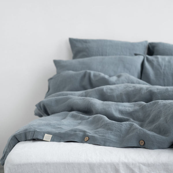 Linen Tales Blue Fog Linen Duvet Cover