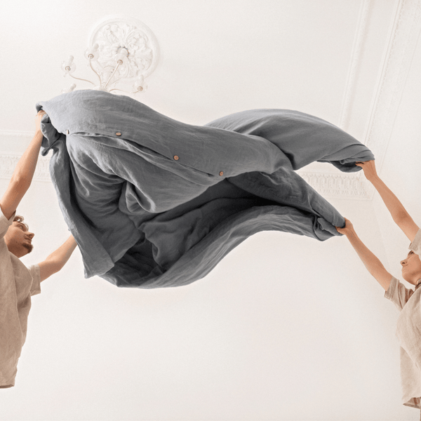 Linen Tales Blue Fog Linen Duvet Cover