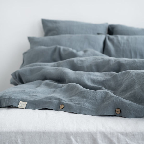 Linen Tales Blue Fog Linen Duvet Cover Set