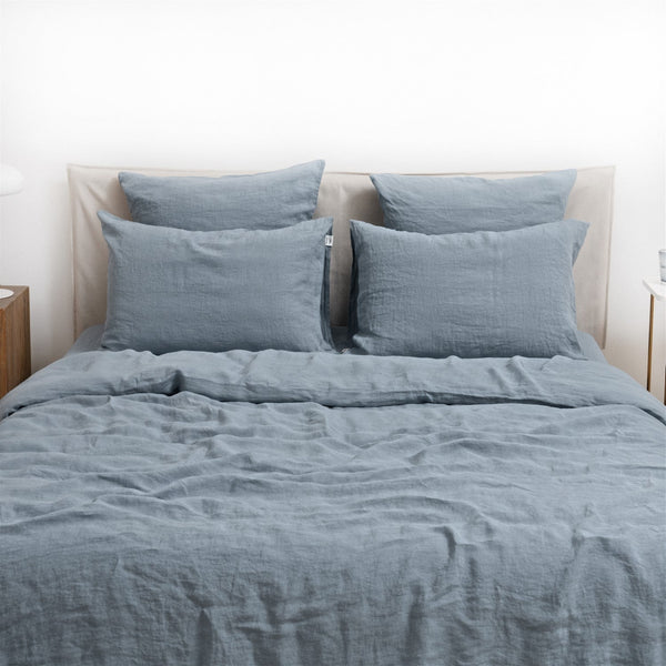 Linen Tales Blue Fog Linen Duvet Cover Set