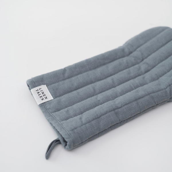 Linen Tales Blue Fog Linen Oven Mitt