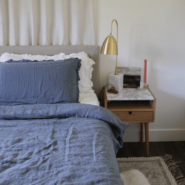 Linen Tales Blue Fog Linen Pillowcase With Frills