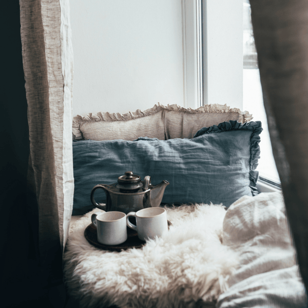 Linen Tales Blue Fog Linen Pillowcase With Frills