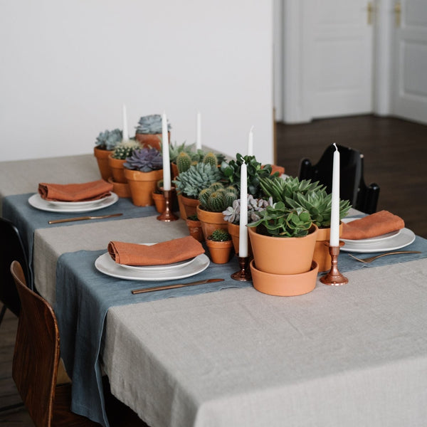 Linen Tales Blue Fog Linen Table Runner