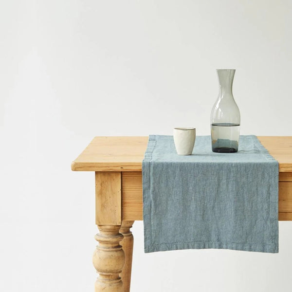 linen tales Blue Fog Linen Table Runner