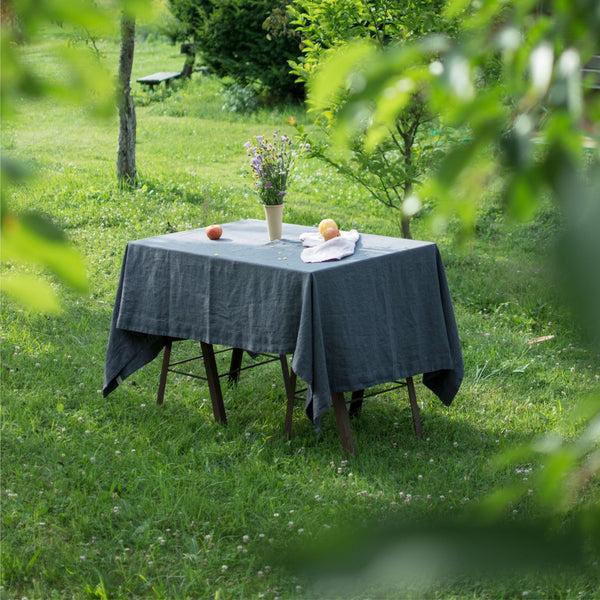 Linen Tales Blue Fog Linen Tablecloth