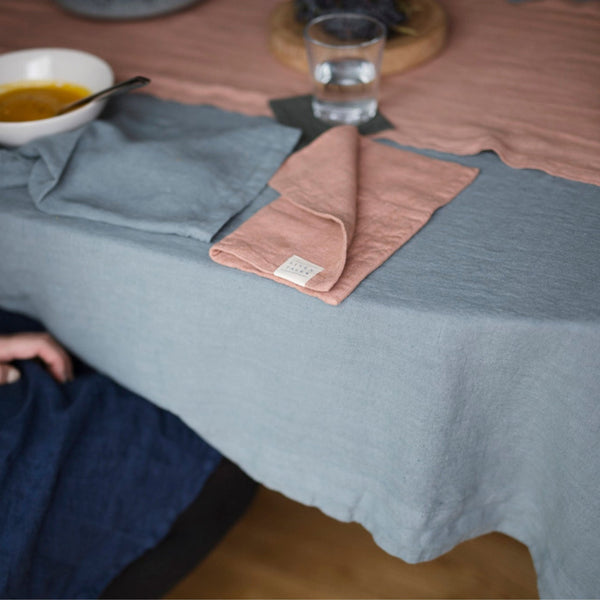 Linen Tales Blue Fog Linen Tablecloth