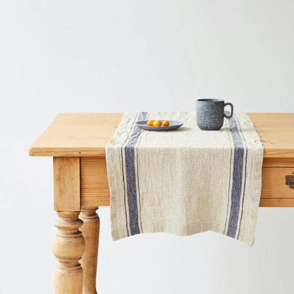 linen tales Blue Stripe Vintage Linen Table Runner