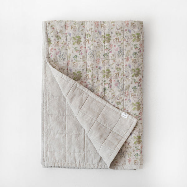 Linen Tales Botany 2 & Melange Linen Quilted Blanket